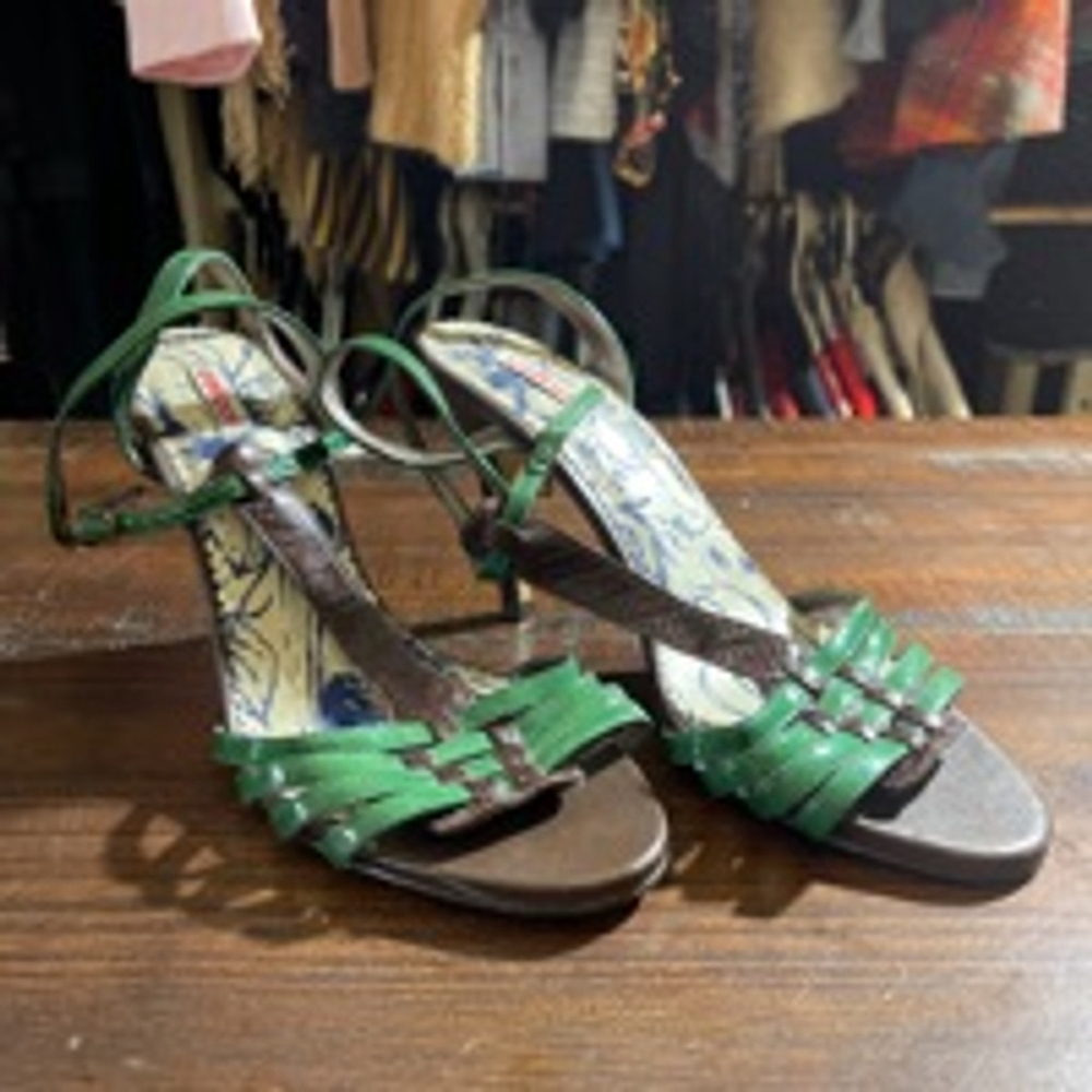 Brazilian Women's Colcci Green & Brown Heels Size 10 US BRA 39 EUR 41